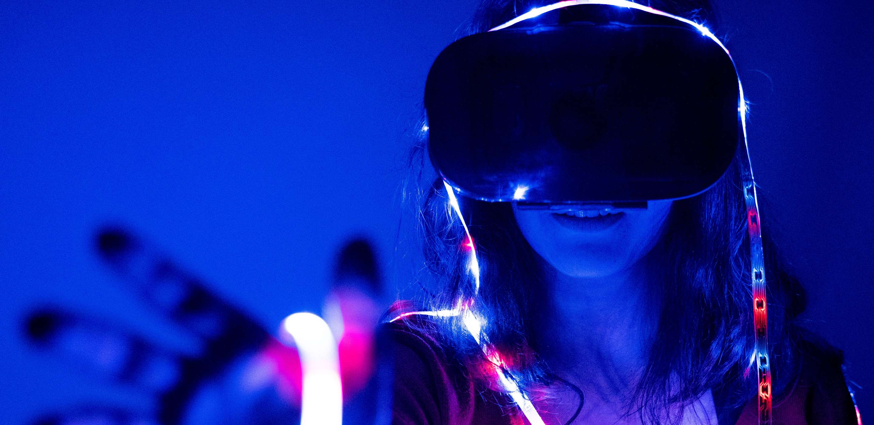 Woman wearing VR headgear