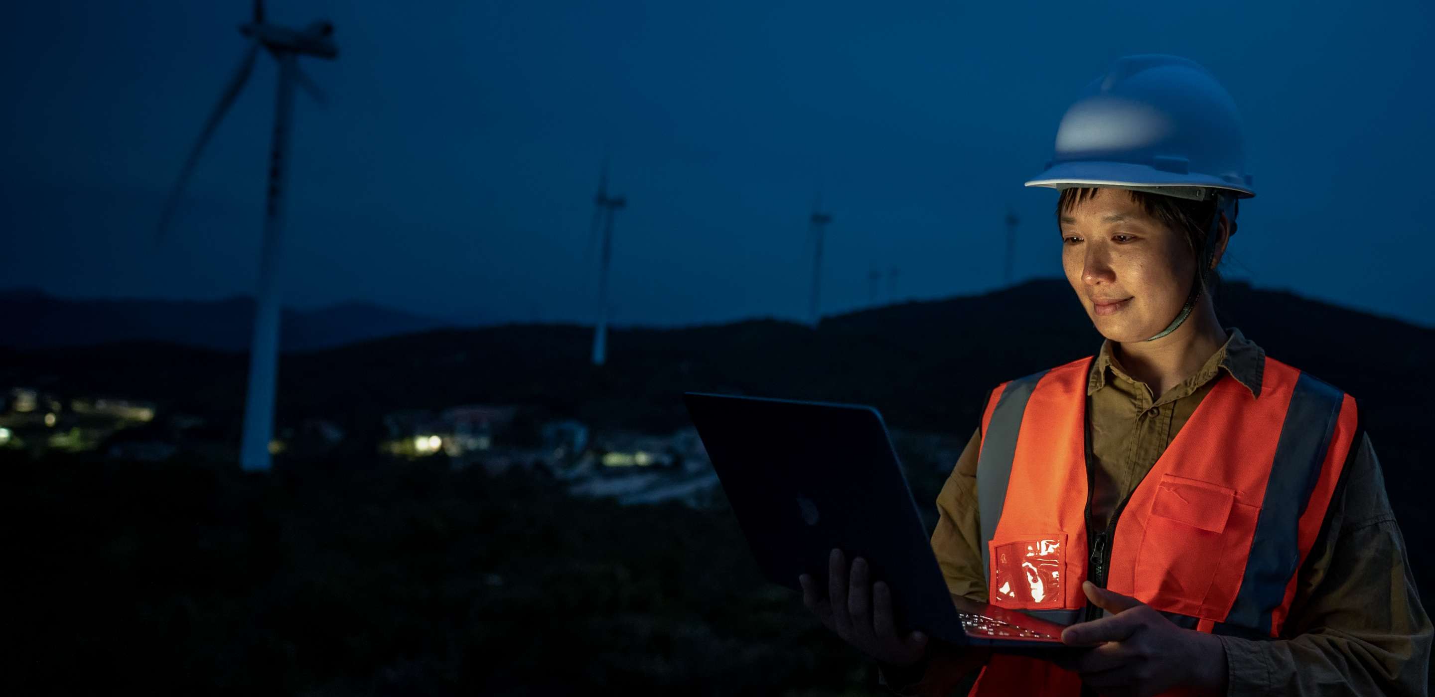 Business professional standing on site