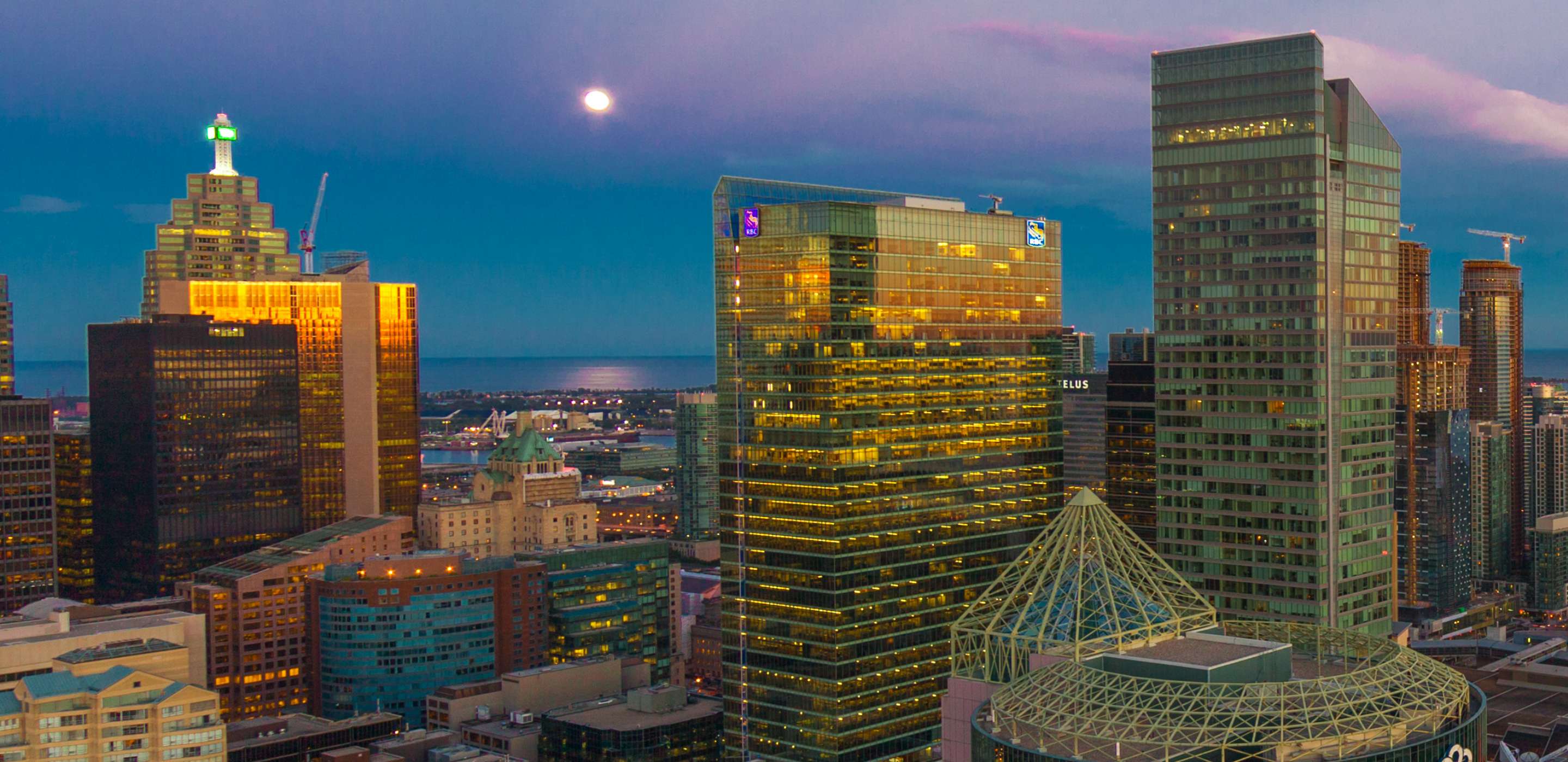 City with the moon in the background