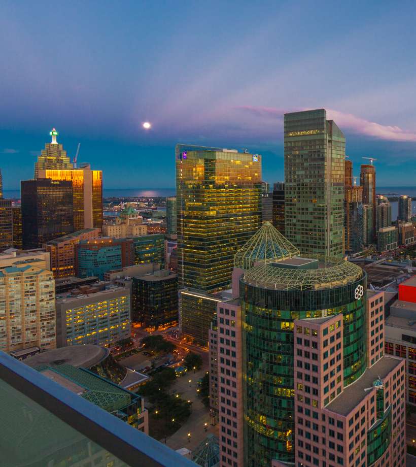 City with the moon in the background