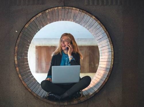 Woman sitting inside a circle