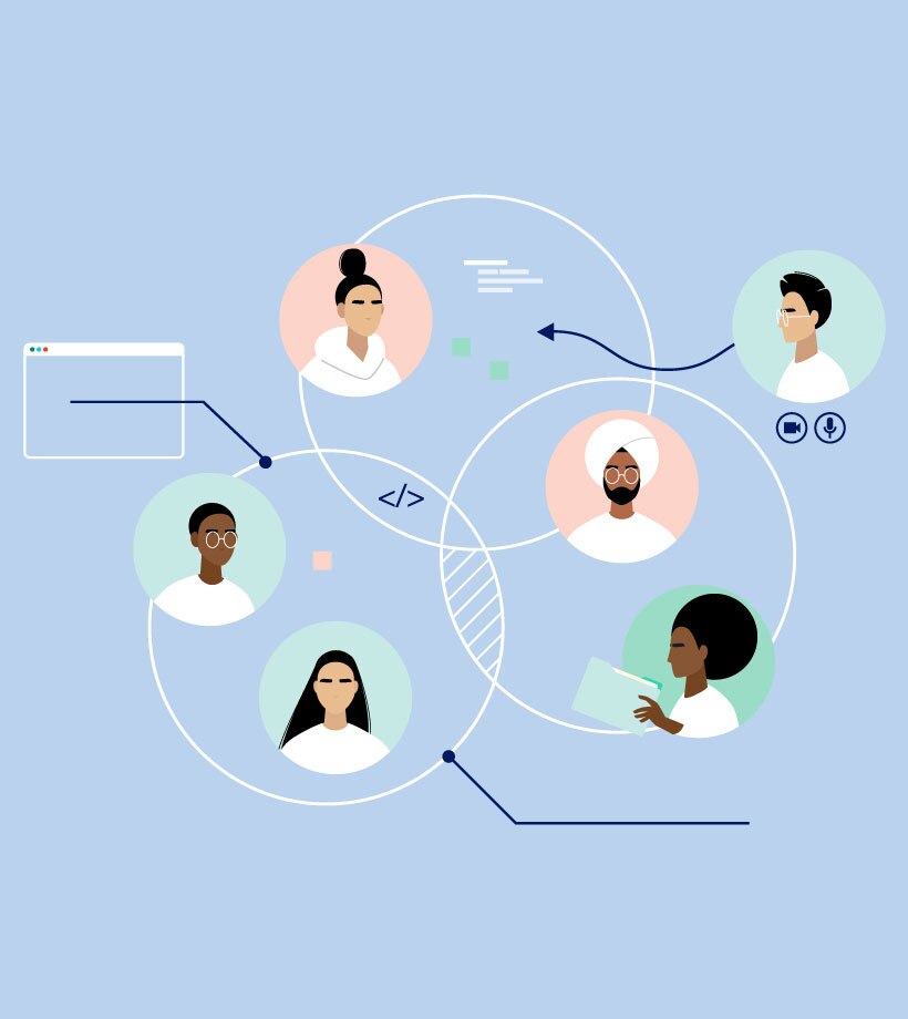 Infographic with peoples faces in circles