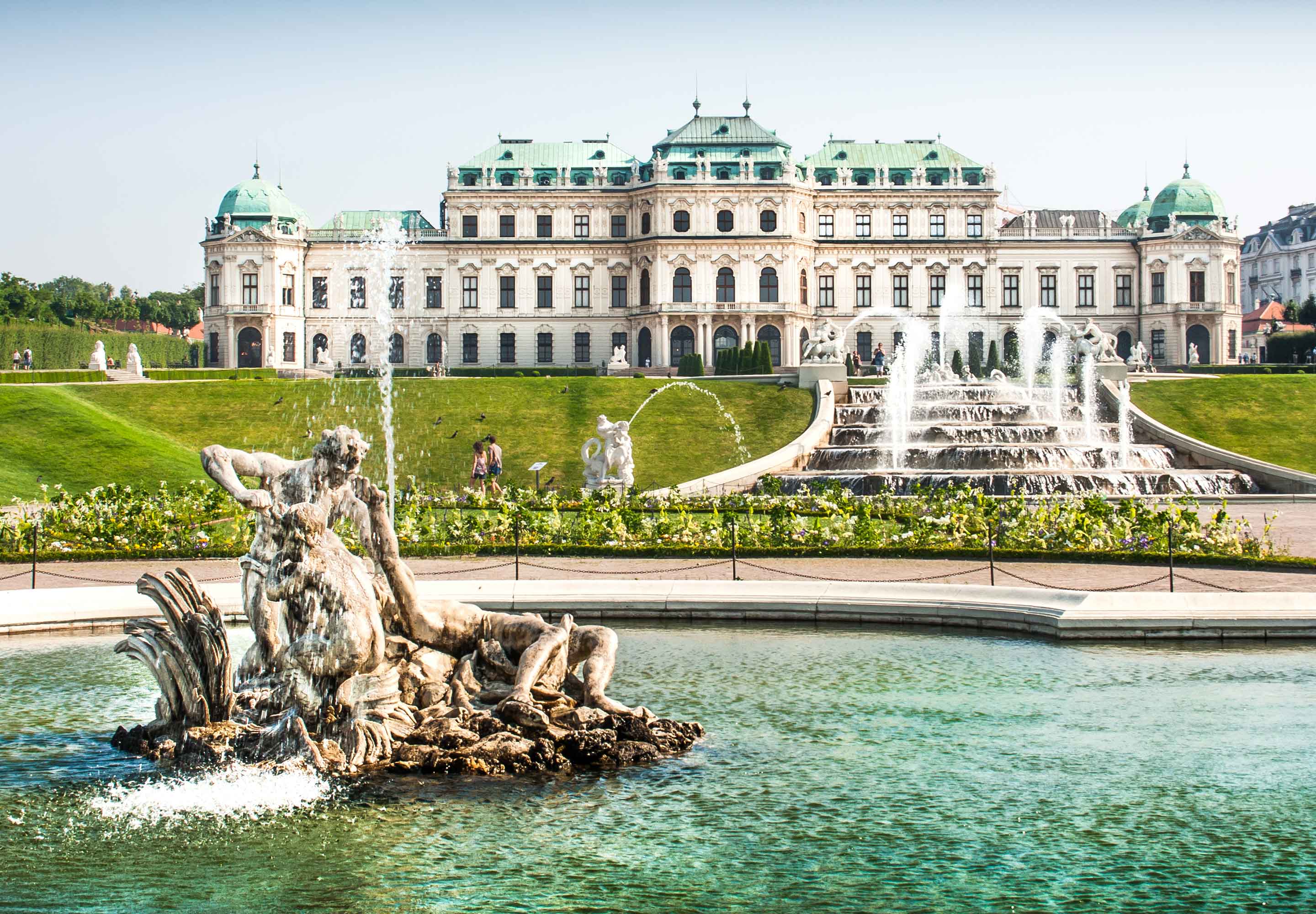 White and blue building