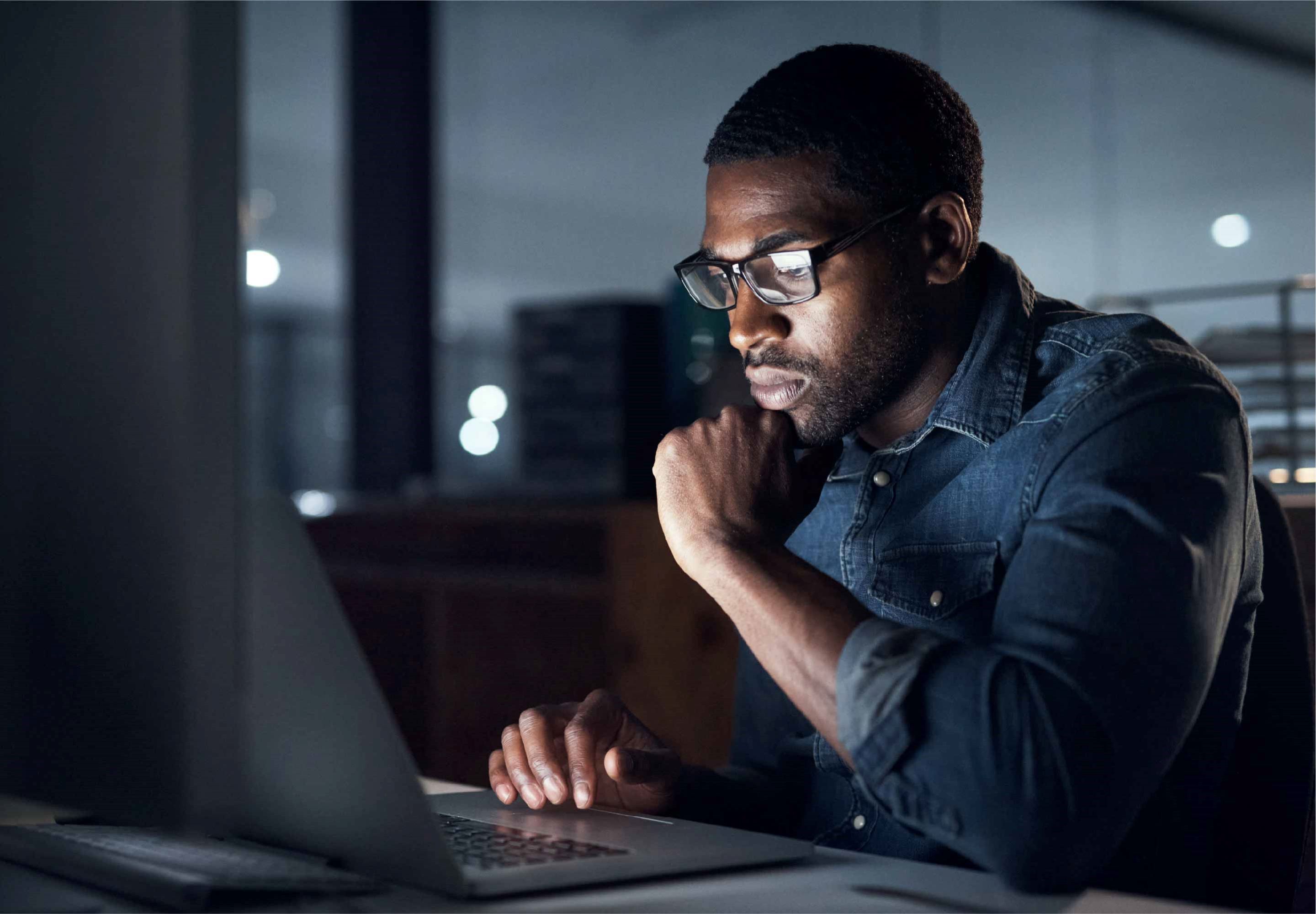 Man working on the laptop
