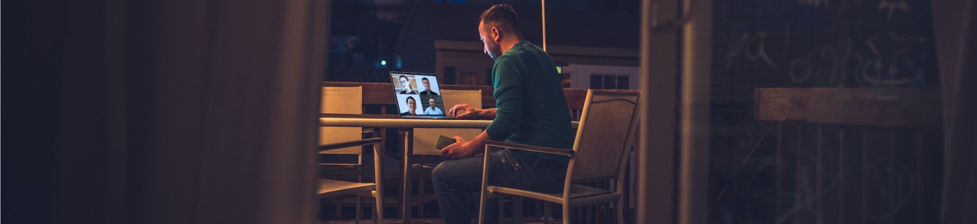 A person working from home while outside