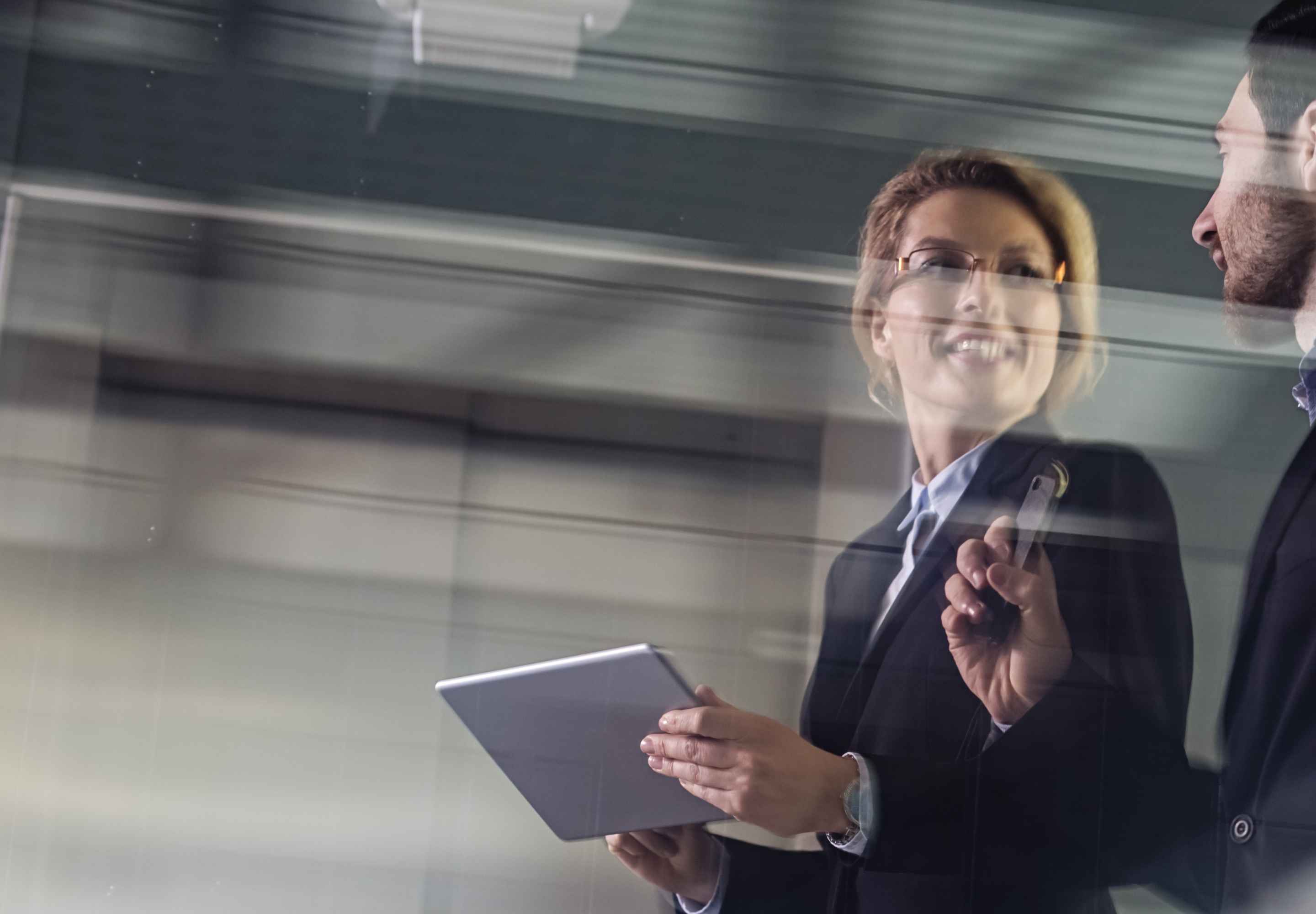 Business professionals walking