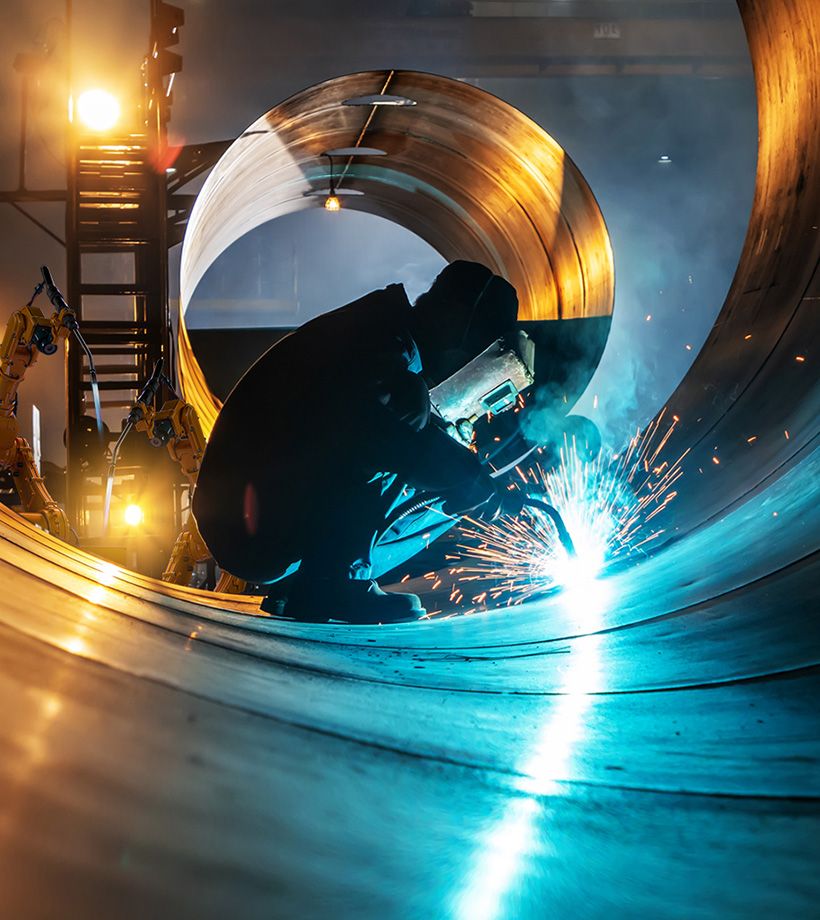 Welder welding in a tube