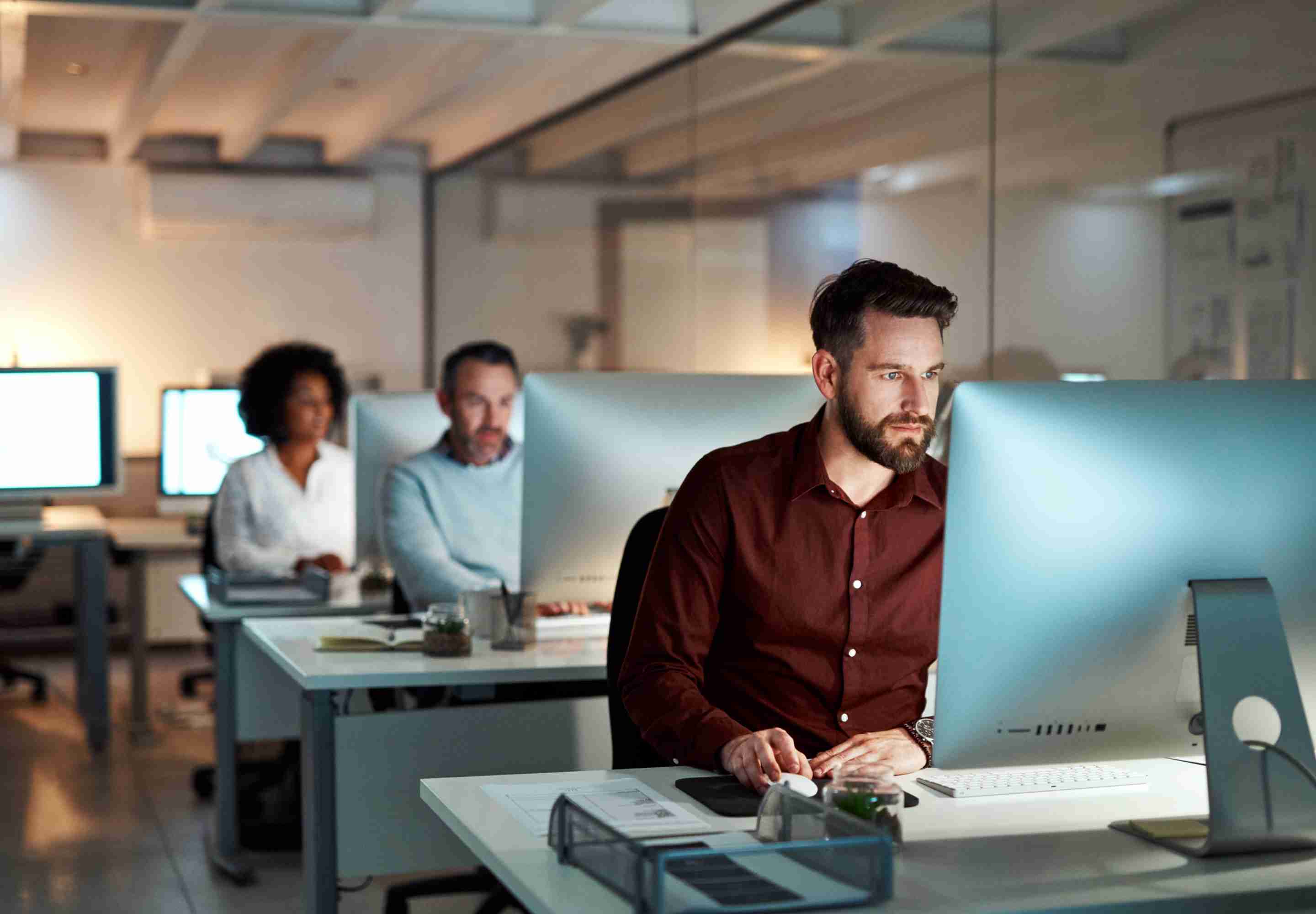 Office workers on their computers