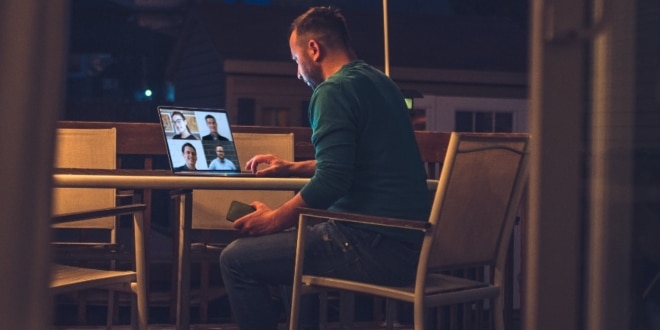 A man working on his laptop