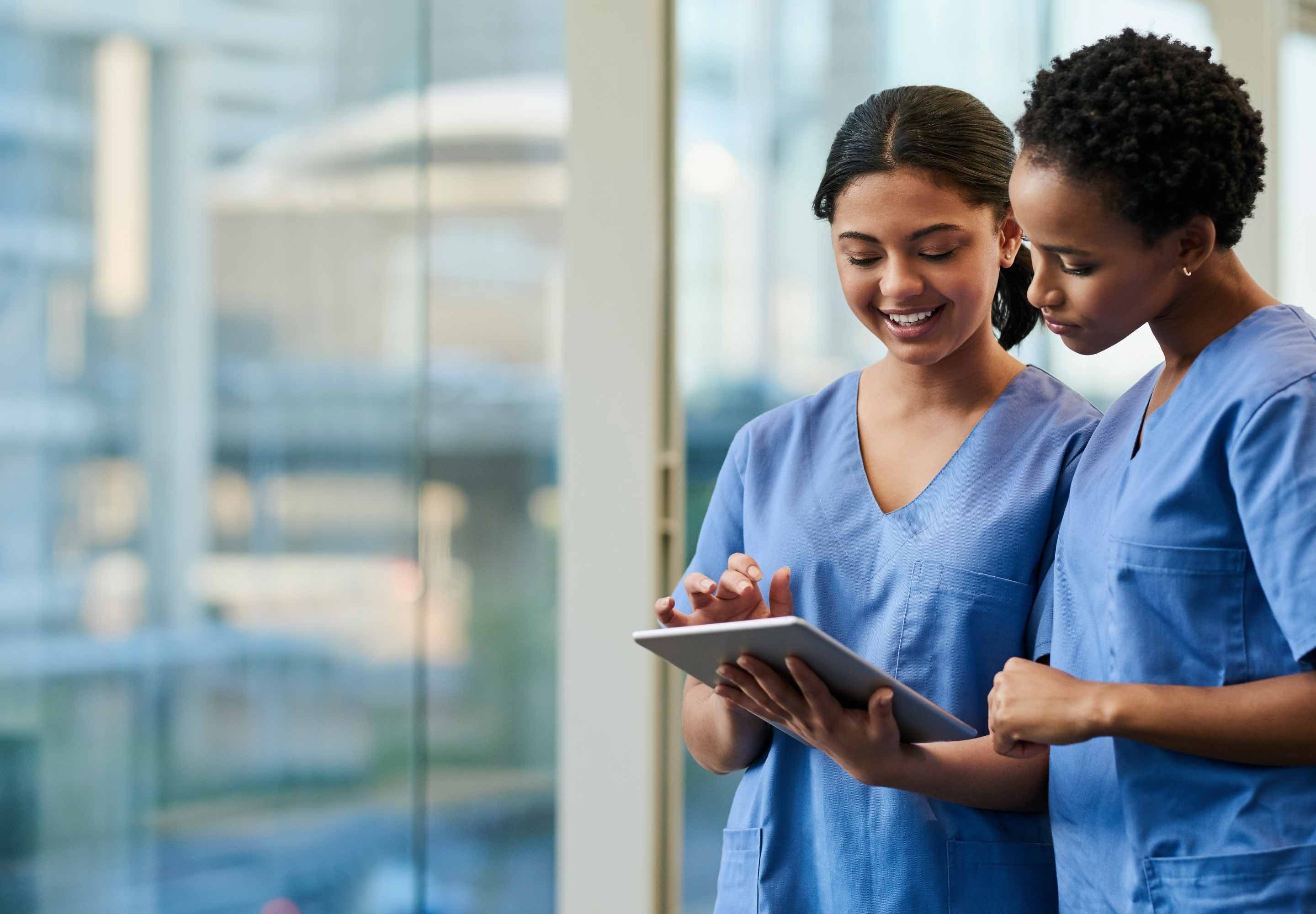 Two nurses in discussion