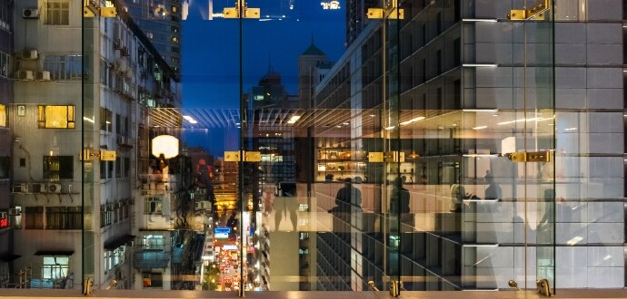 Gold building with shinning lights