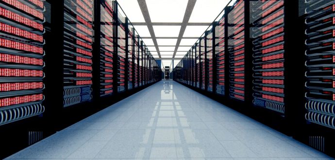 Long corridor in a server room