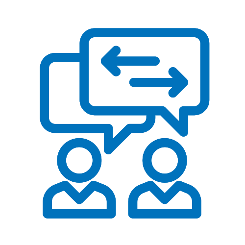 Icon of two people with speech bubbles