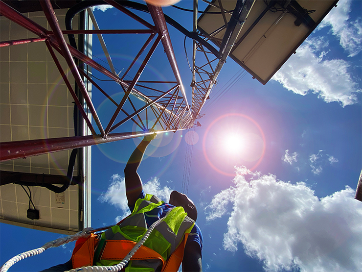A person working outside